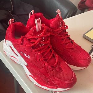 Fila Red and White Athletic Shoes